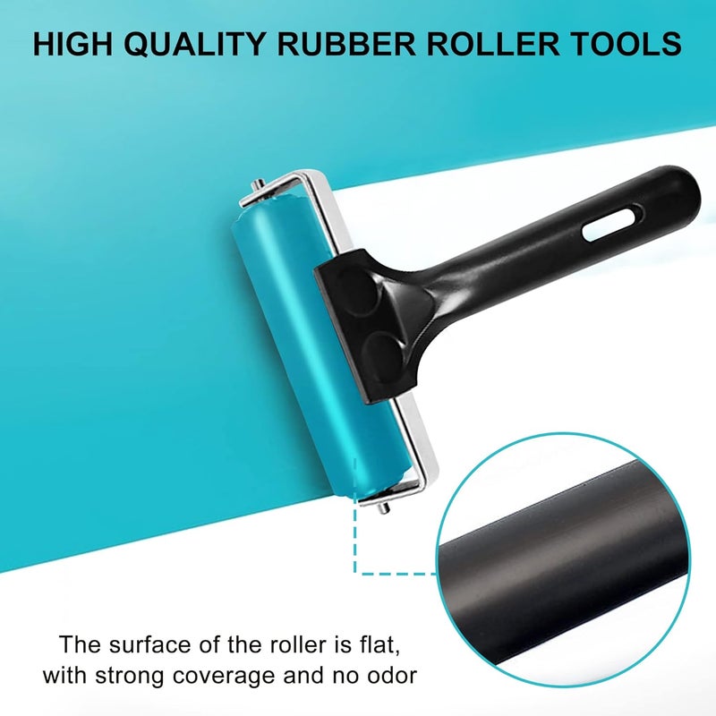 ATB 4-Inch Rubber Brayer Roller for Printmaking, Manual Roller Tool for Printmaking/Wallpaper/Gluing Application/Painting/Craft - Image 3
